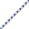 Thumbnail Image 2 of Blue & White Lab-Created Sapphire Trios Bracelet Sterling Silver 7"