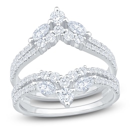 Marquise & Round-Cut Lab-Grown Diamond Enhancer Ring 1-1/3 ct tw 14K White Gold