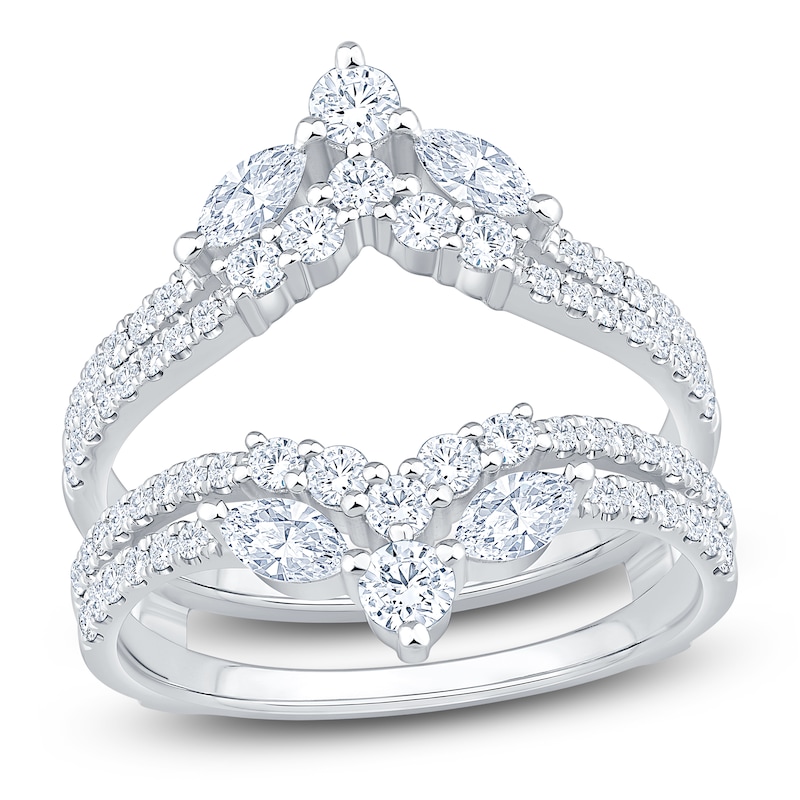Main Image 1 of Marquise & Round-Cut Lab-Grown Diamond Enhancer Ring 1-1/3 ct tw 14K White Gold