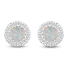 Thumbnail Image 1 of Lab-Created Opal & Diamond Halo Stud Earrings 1/8 ct tw 10K White Gold