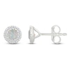 Thumbnail Image 3 of Lab-Created Opal & Diamond Halo Stud Earrings 1/8 ct tw 10K White Gold