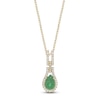 Thumbnail Image 1 of Pear-Shaped Natural Emerald & Diamond Drop Necklace 1/6 ct tw 10K Yellow Gold 18"