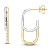 Thumbnail Image 1 of Shy Creation Diamond Staggered J-Hoop Earrings 1/3 ct tw 14K Two-Tone Gold