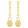 Thumbnail Image 3 of Diamond Beaded Huggie Hoop Dangle Earrings 1/15 ct tw 14K Yellow Gold