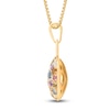 Thumbnail Image 3 of Natural Amethyst, Citrine, Peridot, Pink Sapphire, Swiss Blue Topaz & Diamond Pavé Domed Necklace 1/15 ct tw 14K Yellow Gold 18"