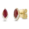 Thumbnail Image 2 of Marquise-Cut Natural Ruby & Diamond Stud Earrings 1/20 ct tw 10K Yellow Gold