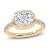 Thumbnail Image 1 of Cushion-Cut Lab-Grown Diamond East-West Engagement Ring 3-1/4 ct tw 14K Yellow Gold