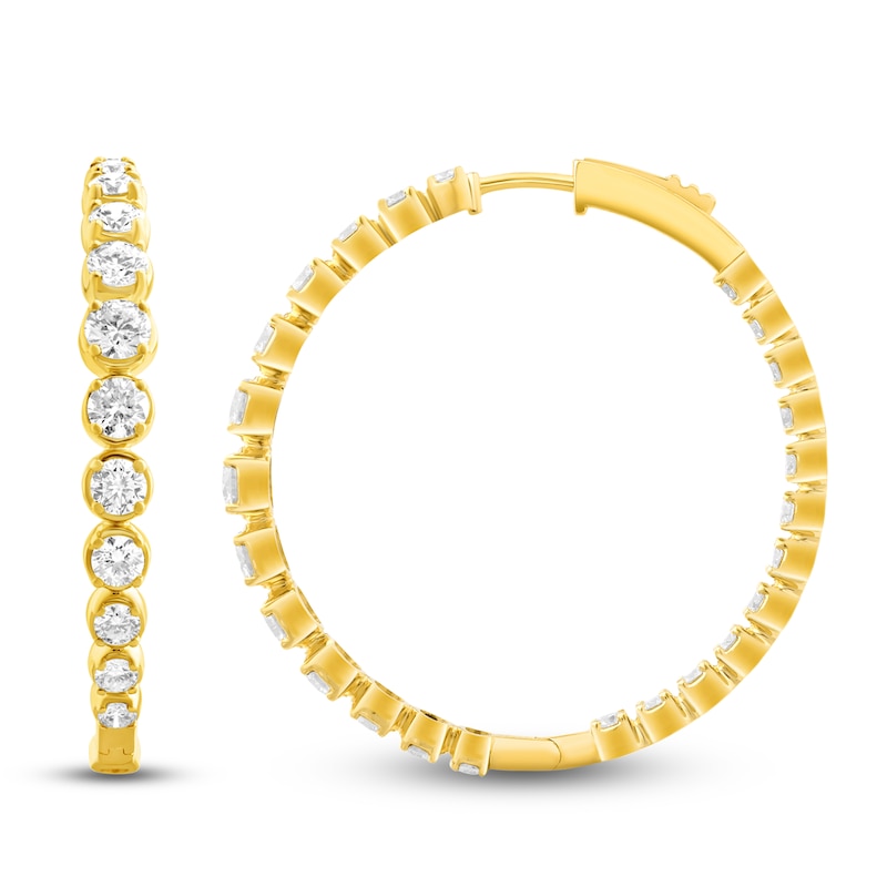 Main Image 1 of Lab-Grown Diamond Graduated Inside-Out Hoop Earrings 4 ct tw 14K Yellow Gold