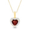 Thumbnail Image 1 of Heart-Shaped Natural Garnet & White Lab-Created Sapphire Halo Necklace 10K Yellow Gold 18"