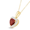 Thumbnail Image 2 of Heart-Shaped Natural Garnet & White Lab-Created Sapphire Halo Necklace 10K Yellow Gold 18"
