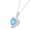 Thumbnail Image 2 of Heart-Shaped Natural Swiss Blue Topaz & White Lab-Created Sapphire Heart Necklace Sterling Silver 18"