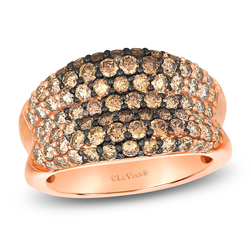 Main Image 1 of Le Vian Chocolate Ombré  Diamond Multi-Row Ring 2 ct tw 14K Strawberry Gold