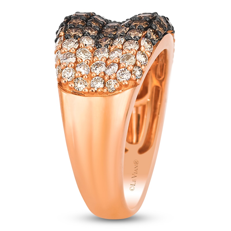 Main Image 3 of Le Vian Chocolate Ombré  Diamond Multi-Row Ring 2 ct tw 14K Strawberry Gold