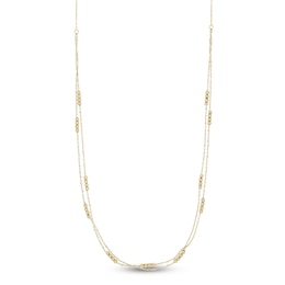 Italia D'Oro Beaded Double-Chain Necklace 14K Yellow Gold 20"