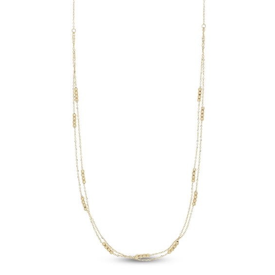 Italia D'Oro Beaded Double-Chain Necklace 14K Yellow Gold 20"