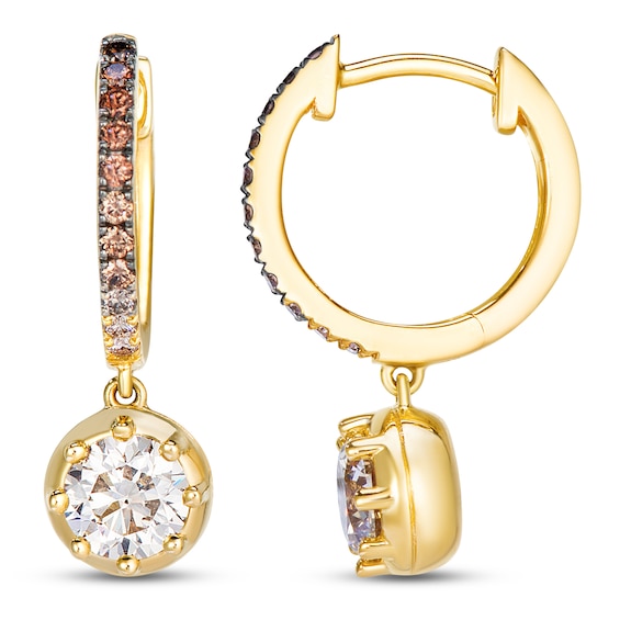Le Vian Georgian Collection Diamond Hoop Drop Earrings 1-1/6 ct tw 14K Honey Gold