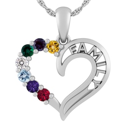 Color Stone 'FAMILY' Heart Necklace