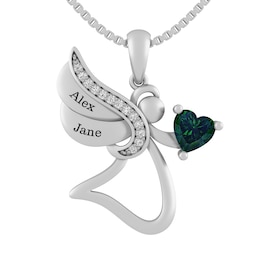 Birthstone Couple's Angel Necklace (1 Stone and 2 Lines)
