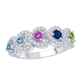 Mother's Family Birthstone Hearts Ring