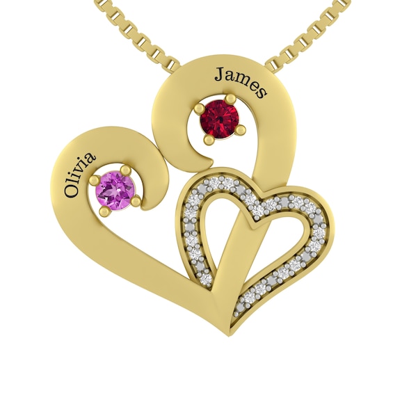 Jared The Galleria Of Jewelry 1/20 Ct. tw Diamond Color Stone Couples Heart Necklace