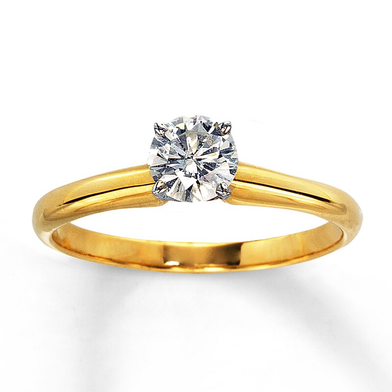 Diamond Solitaire Ring 1/2 Carat Round-cut 14K Yellow Gold (I2/I)