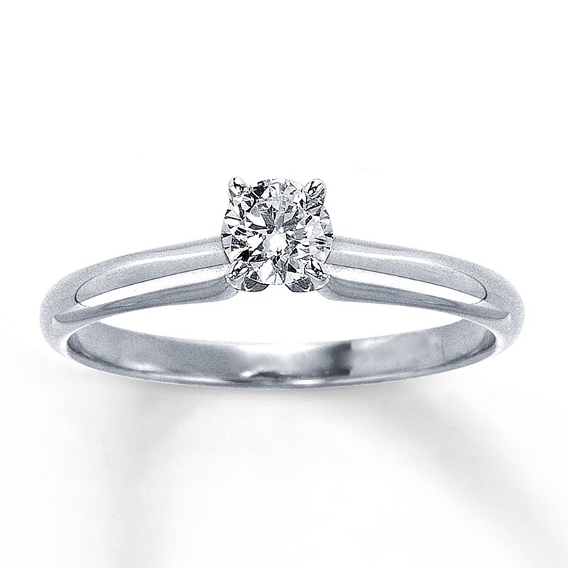 Diamond Solitaire Ring 1/3 ct Round-cut 14K White Gold (I2/I)