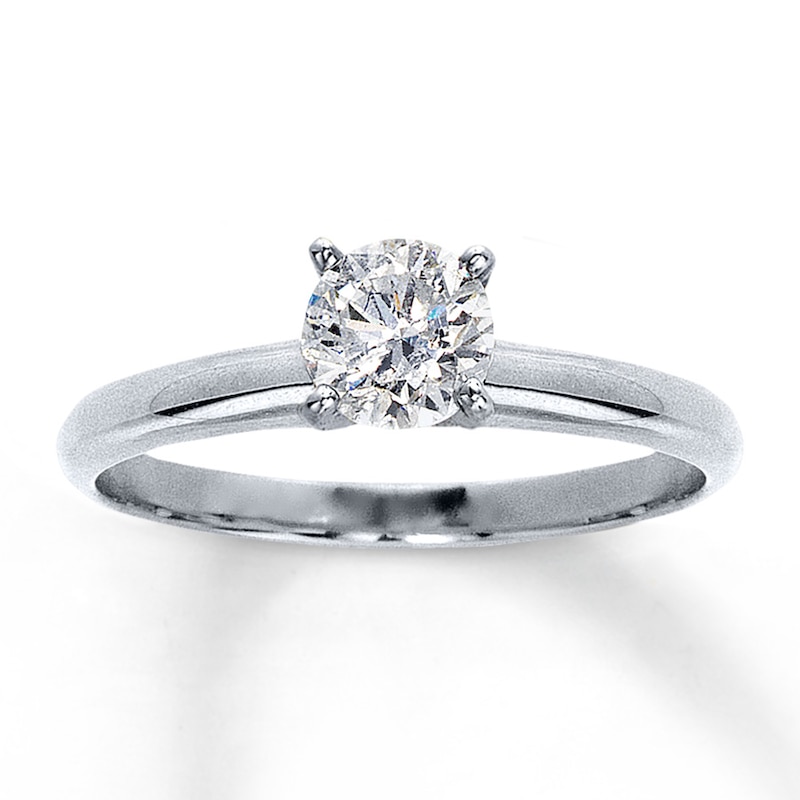 Diamond Solitaire Ring 3/4 carat Round-Cut 14K White Gold (I2/I) with 360