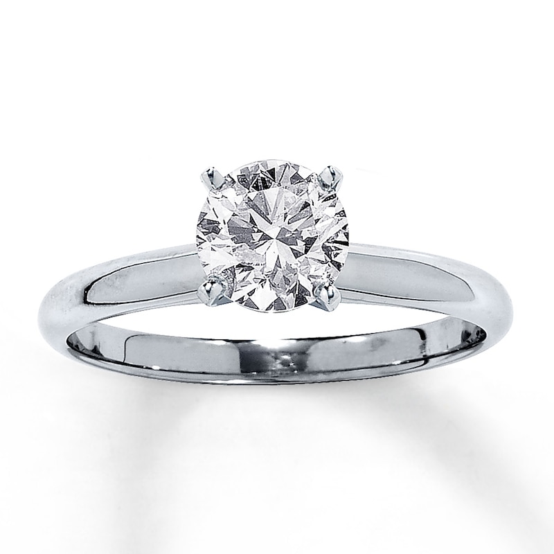 Diamond Solitaire Ring 1 carat Round-cut 14K White Gold (I2/I)