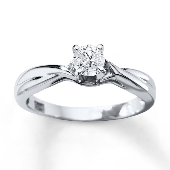 3//8 Carat Round Diamond Solitaire Ring in 14K Yellow Gold