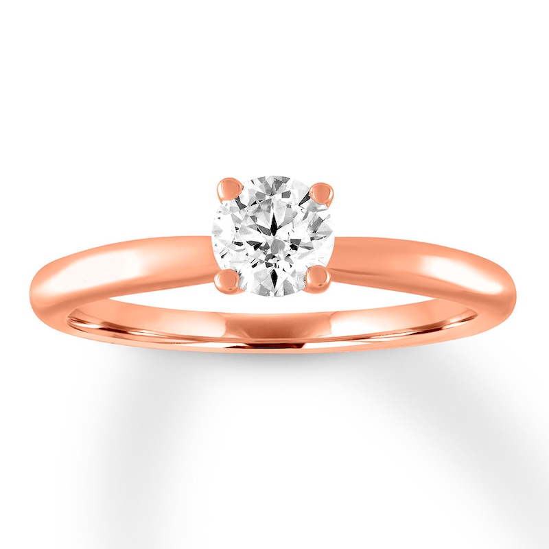 Diamond Solitaire Ring 1/2 Carat Round 14K Rose Gold