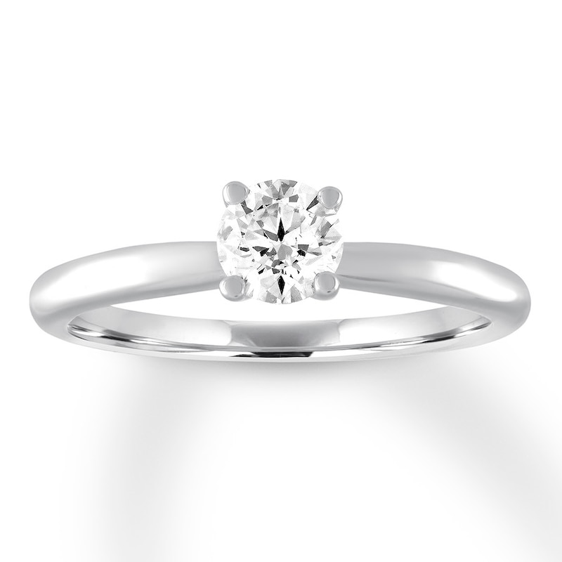 Diamond Solitaire Ring 1/2 Carat Round 14K White Gold with 360