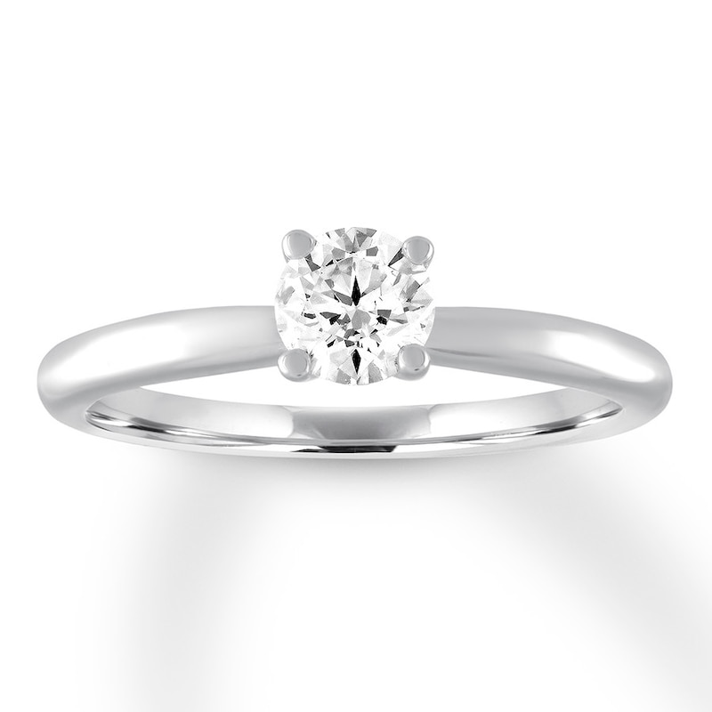 Diamond Solitaire Ring 1/2 Carat Round 14K White Gold