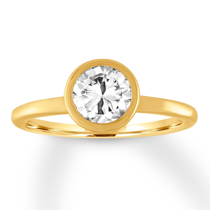 Diamond Solitaire Ring 1 carat Bezel-set Round 14K Yellow Gold