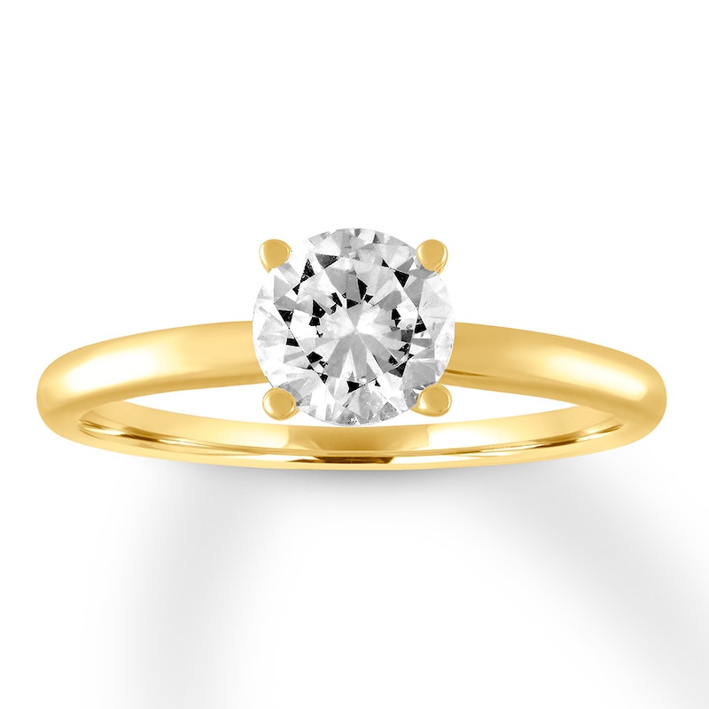Diamond Solitaire Ring 1 Carat Round 14K Yellow Gold