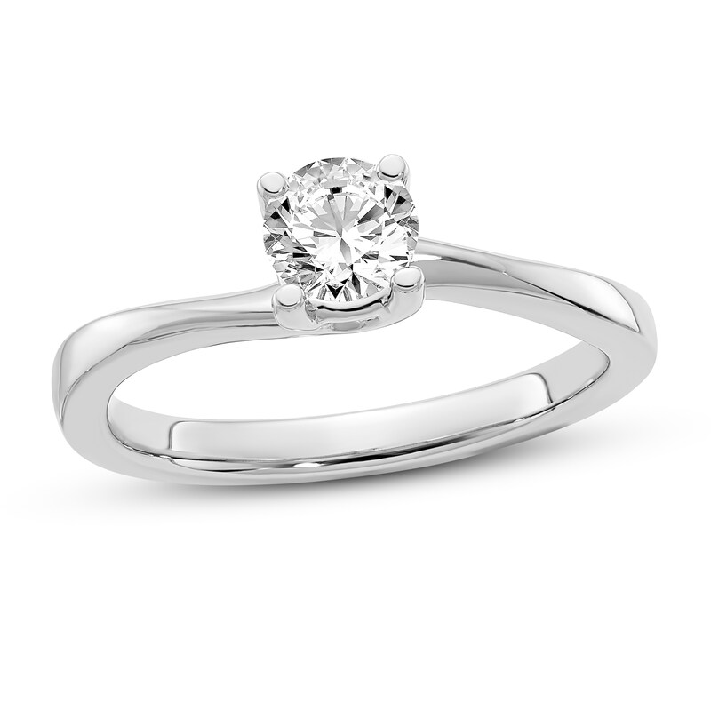 Diamond Solitaire Engagement Ring 1/2 ct tw Round 14K White Gold (I1/I)