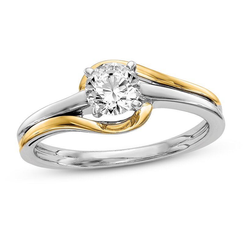 Diamond Solitaire Engagement Ring 1/2 ct tw Round 14K Two-Tone Gold (I1/I)