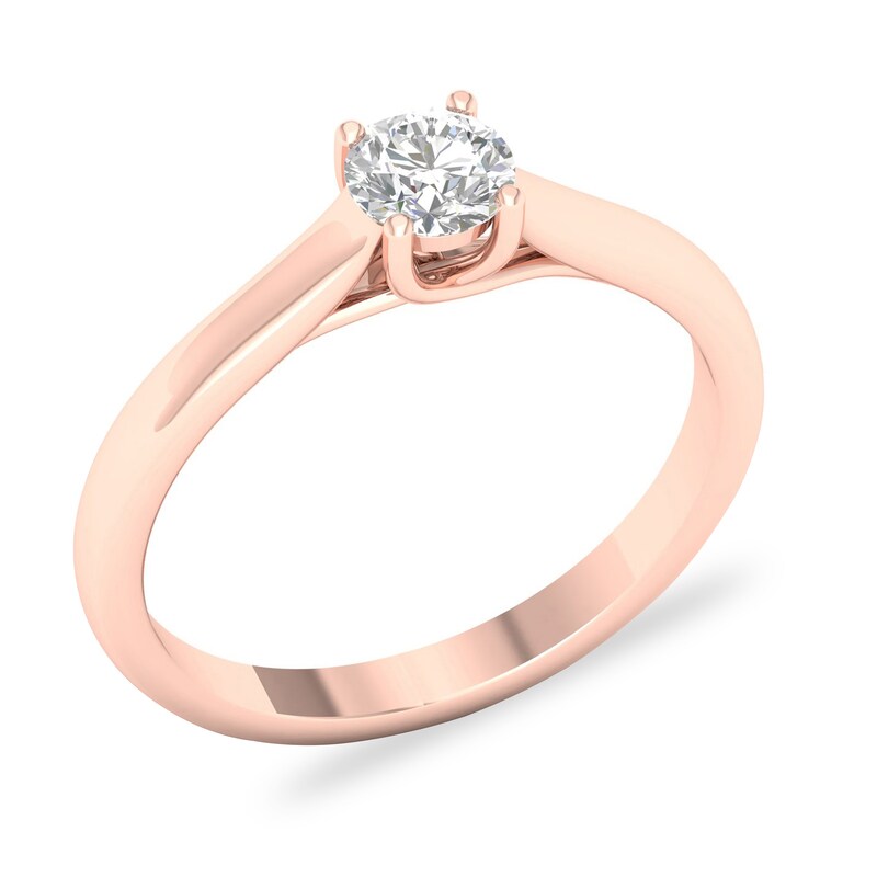 Main Image 4 of Diamond Solitaire Ring 1/2 ct tw Round-cut 14K Rose Gold (SI2/I)