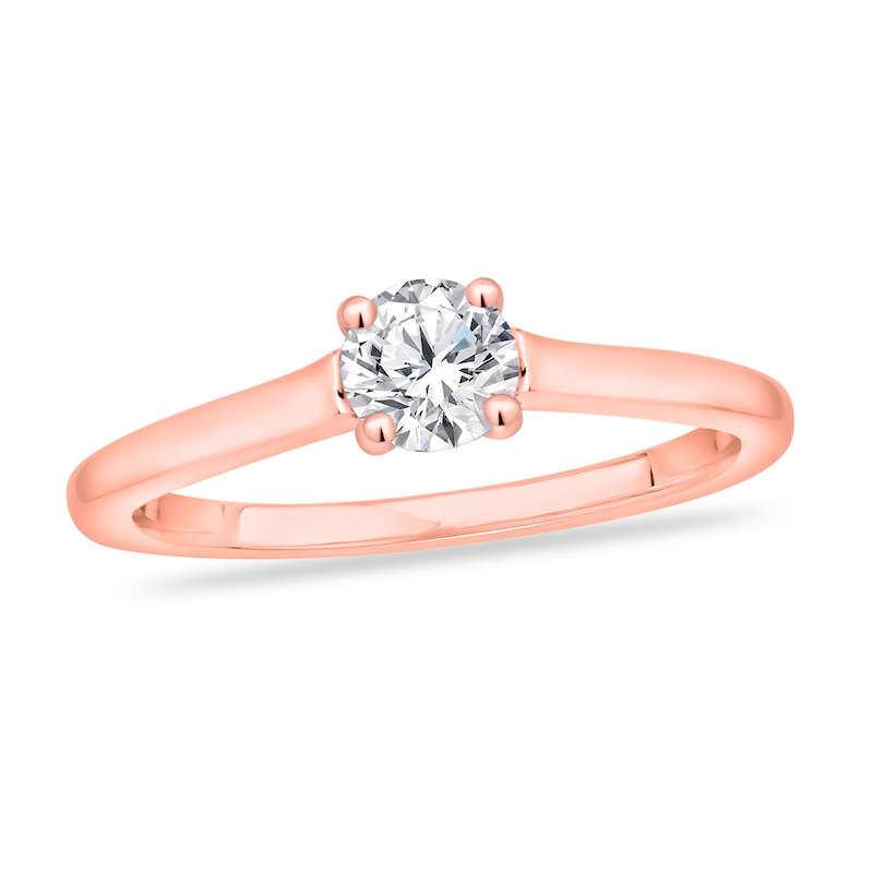 Diamond Solitaire Engagement Ring 1/2 ct tw Round-cut 14K Rose Gold (I2/I) with 360