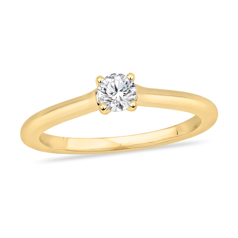 Diamond Solitaire Engagement Ring 1/4 ct tw Round-cut 14K Yellow Gold (I2/I) with 360