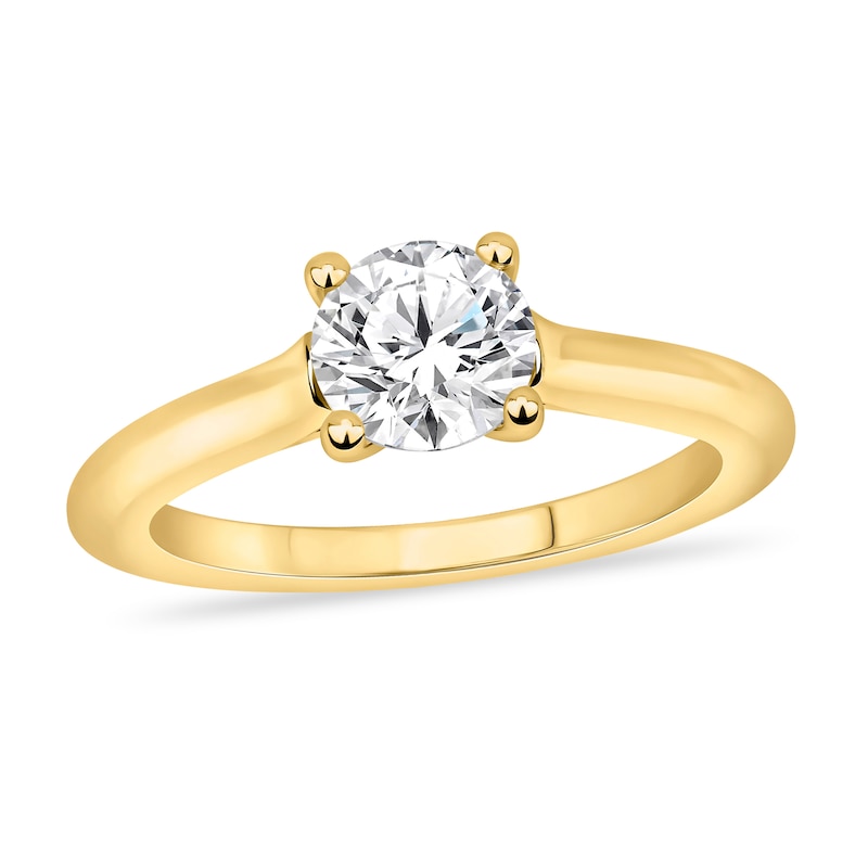 Diamond Solitaire Engagement Ring 1 ct tw Round-cut 14K Yellow Gold (I2/I) with 360
