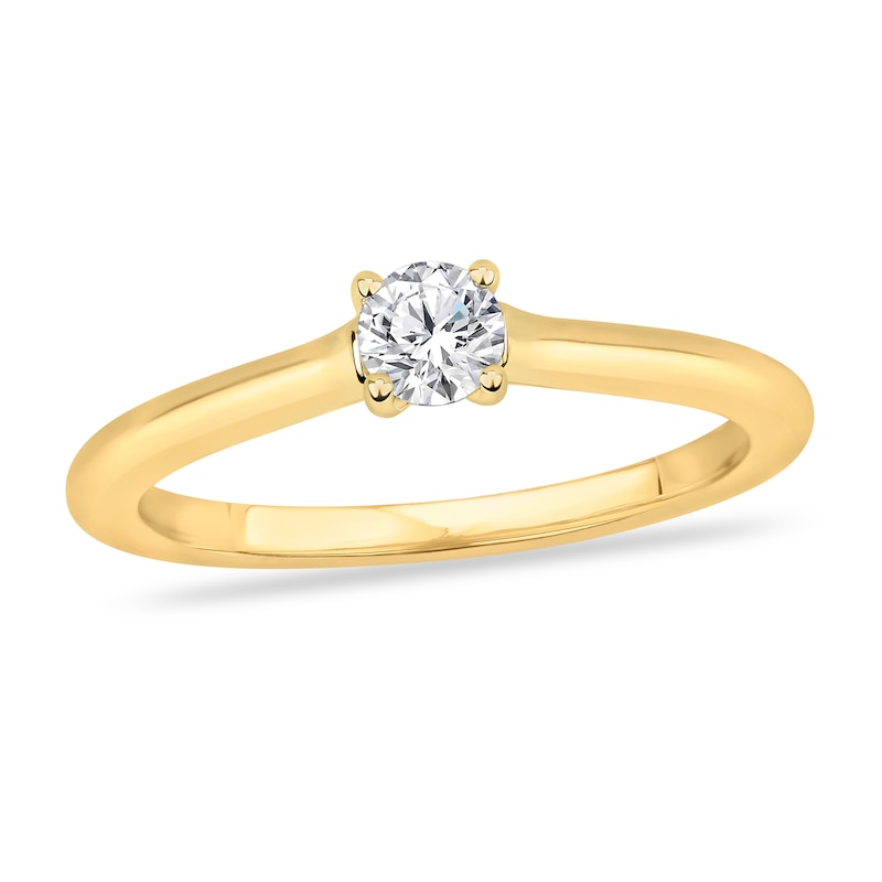 Diamond Solitaire Engagement Ring 1/5 ct tw Round-cut 14K Yellow Gold (I2/I) with 360
