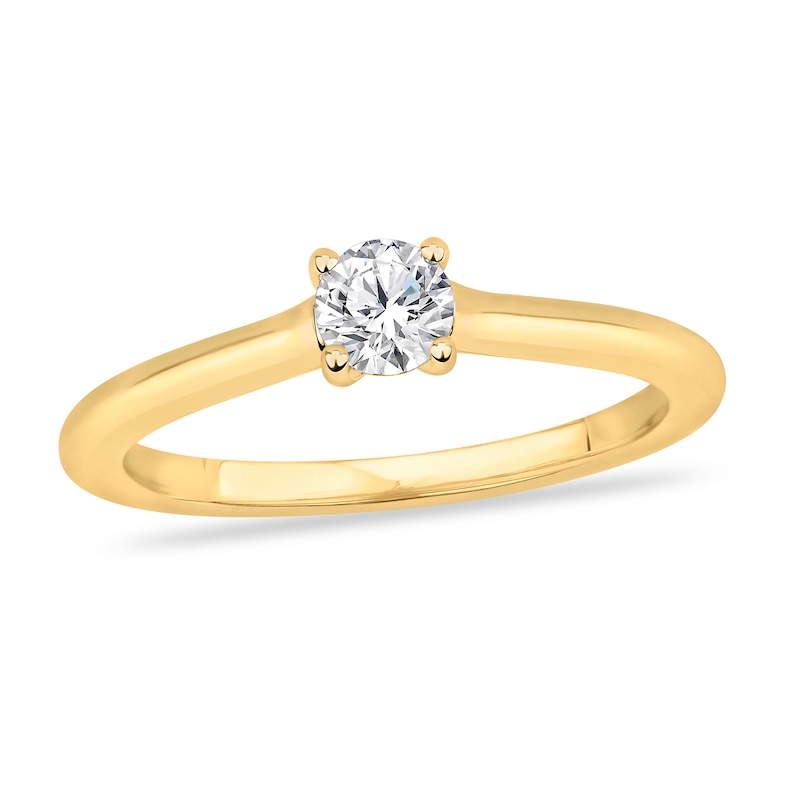 Diamond Solitaire Engagement Ring 1/3 ct tw Round-cut 14K Yellow Gold ...