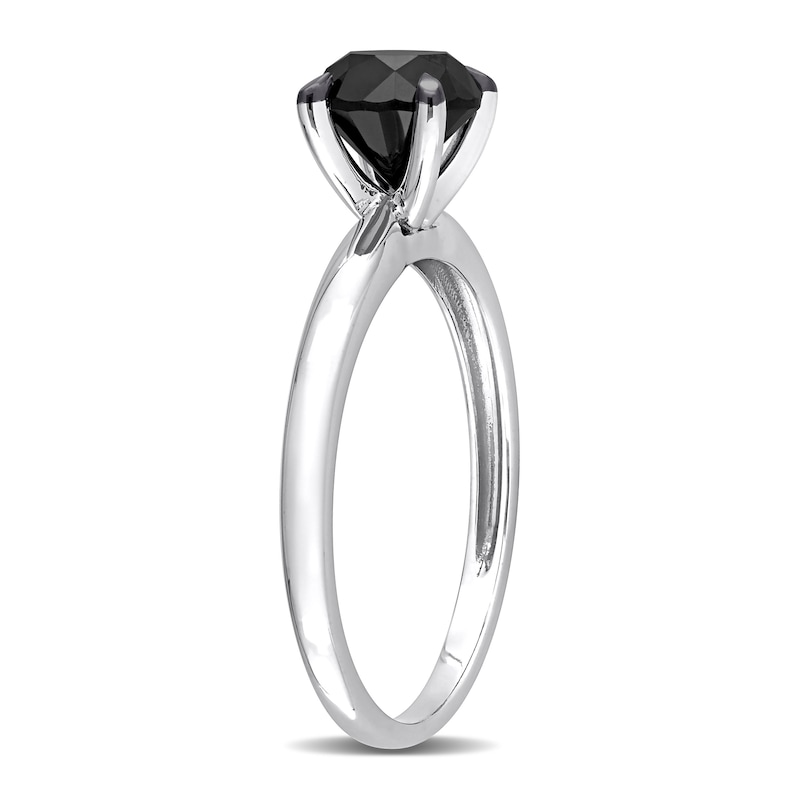 Main Image 2 of Black Diamond Solitaire Engagement Ring 1-1/2 ct tw Round-cut 14K White Gold