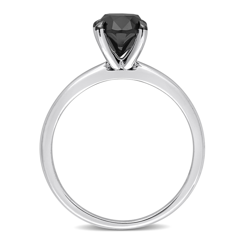 Black Diamond Solitaire Engagement Ring 1-1/2 ct tw Round-cut 14K White Gold