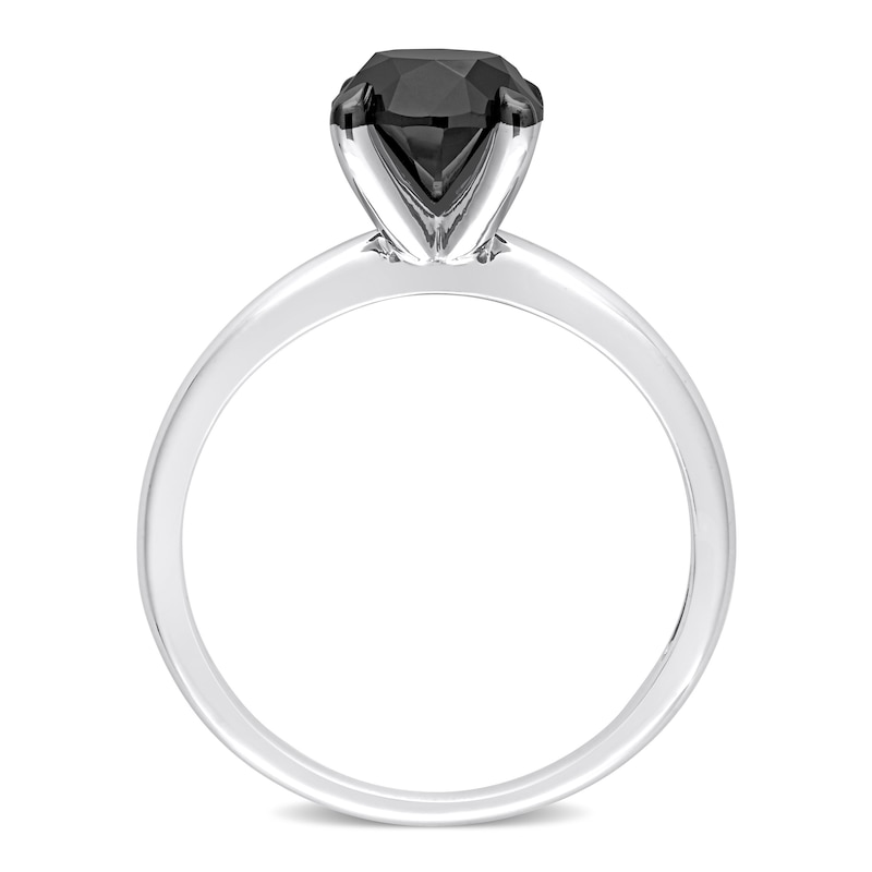 Main Image 3 of Black Diamond Solitaire Engagement Ring 2 ct tw Round-cut 14K White Gold