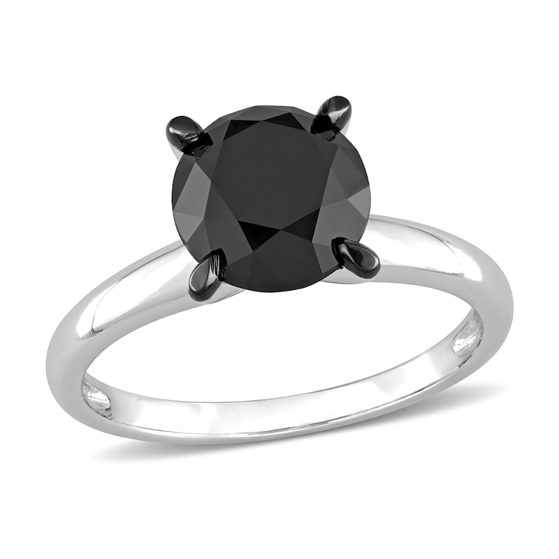 Black Diamond Solitaire Engagement Ring 3 ct tw Round-cut 14K White Gold