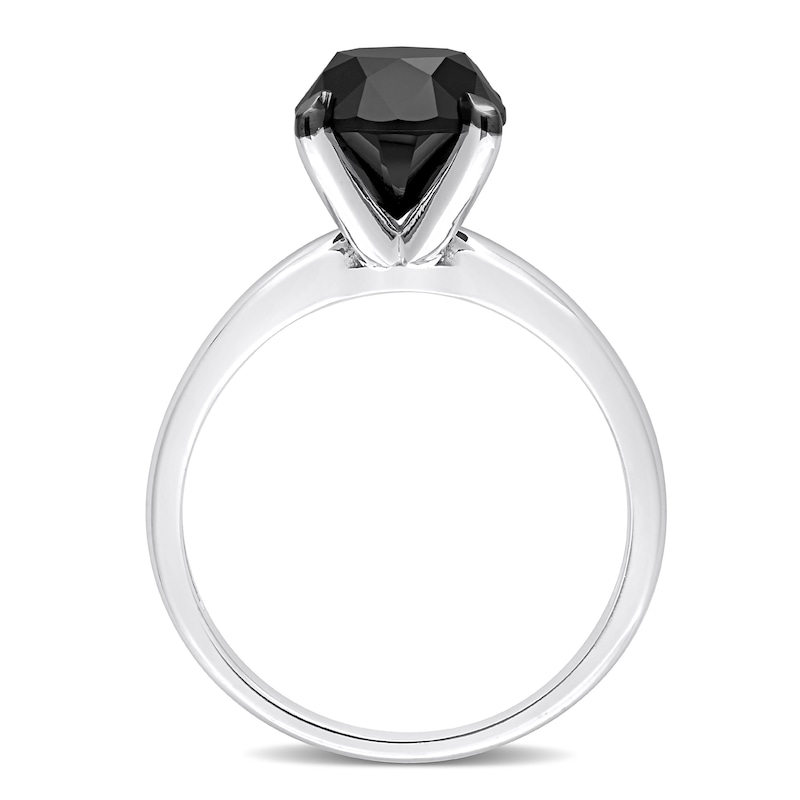 Black Diamond Solitaire Engagement Ring 3 ct tw Round-cut 14K White Gold