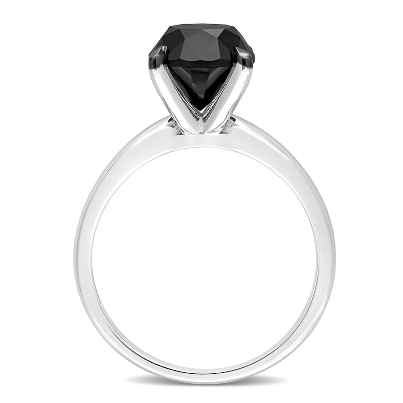 Main Image 3 of Black Diamond Solitaire Engagement Ring 3 ct tw Round-cut 14K White Gold