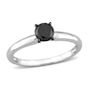 Thumbnail Image 1 of Black Diamond Solitaire Engagement Ring 3/4 ct tw Round-cut 14K White Gold
