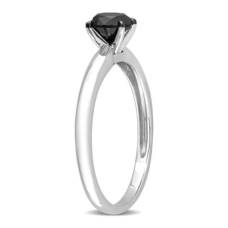 Main Image 2 of Black Diamond Solitaire Engagement Ring 3/4 ct tw Round-cut 14K White Gold